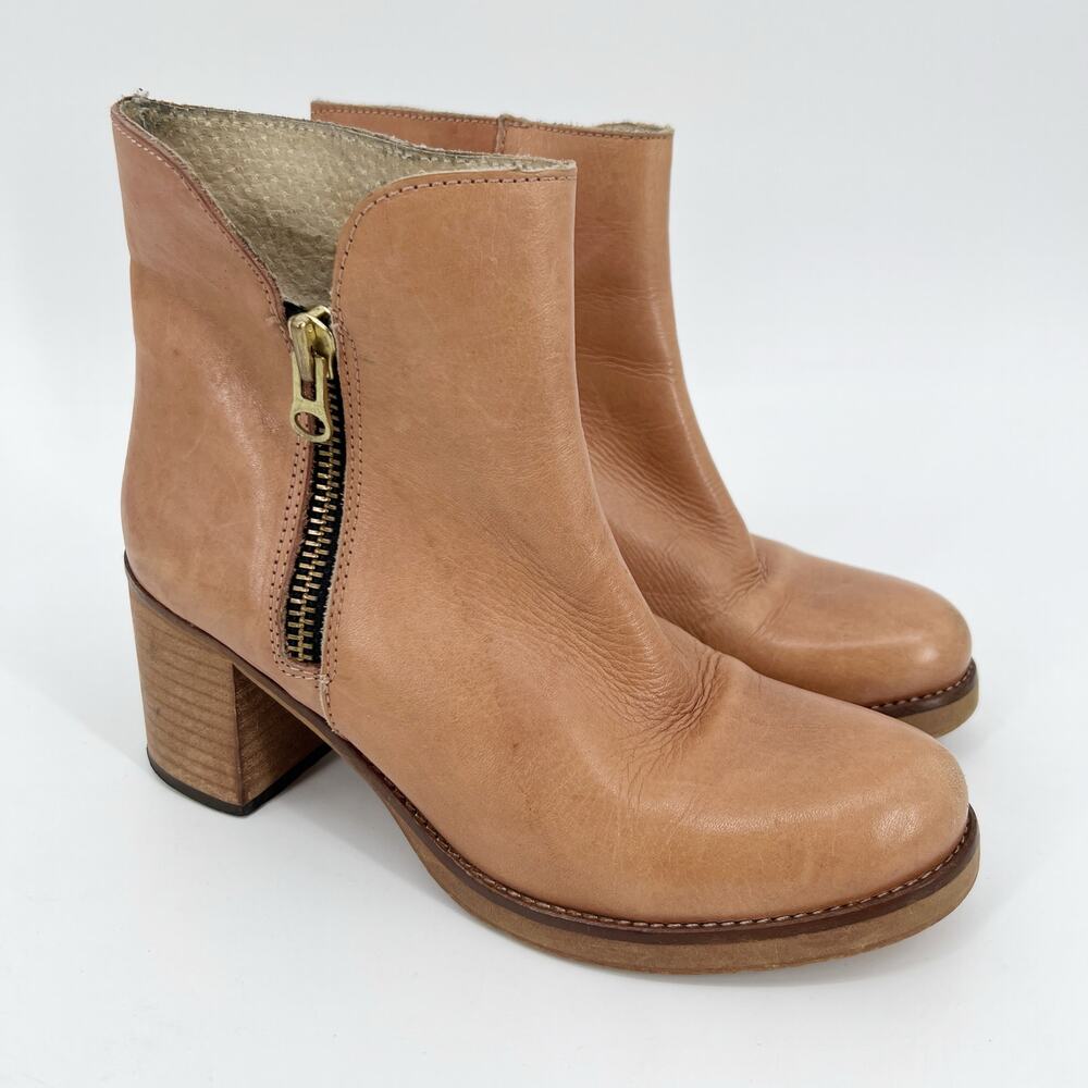 Mtng Becca Ankle Boots 90223 Vaquet Natural High Heel Womens EU 40 US 9.5 Tan